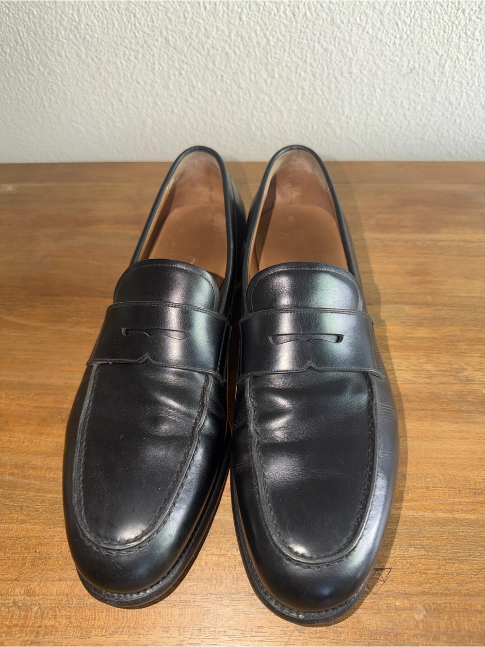 Salvatore Ferragamo Black Leather Penny Loafers